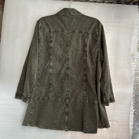 Parsley & Sage M Green Embroidered Denim Look Button Front Shirt Top . Size XL - Picture 4 of 7